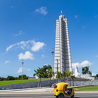 Buy canvas prints of Cocotaxi travels by the Jose Marti memorial by Jason Wells