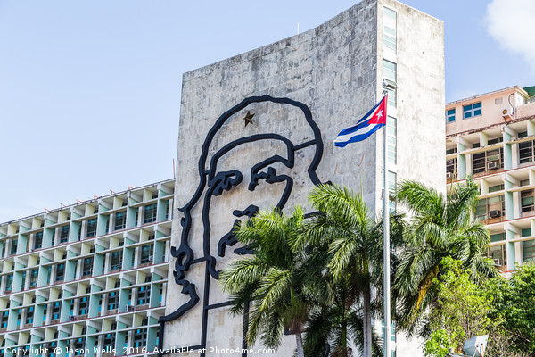 Che Guevara next to the Cuban flag Picture Board by Jason Wells