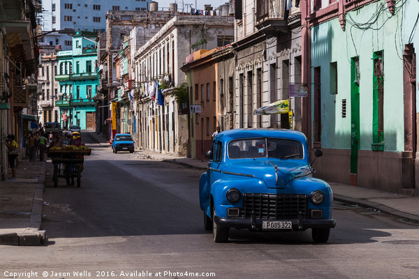 Blue old timer in Centro Havana Picture Board by Jason Wells