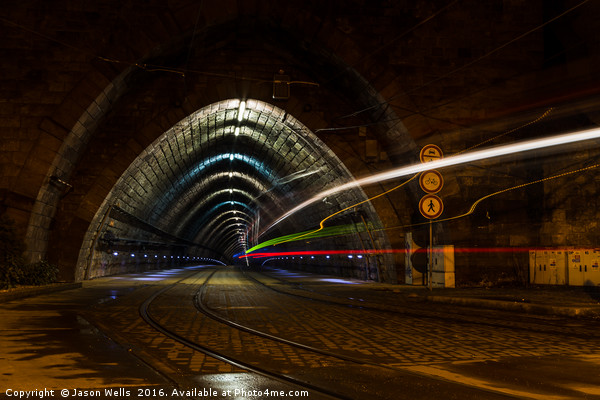 Tram entering a tunnel Picture Board by Jason Wells