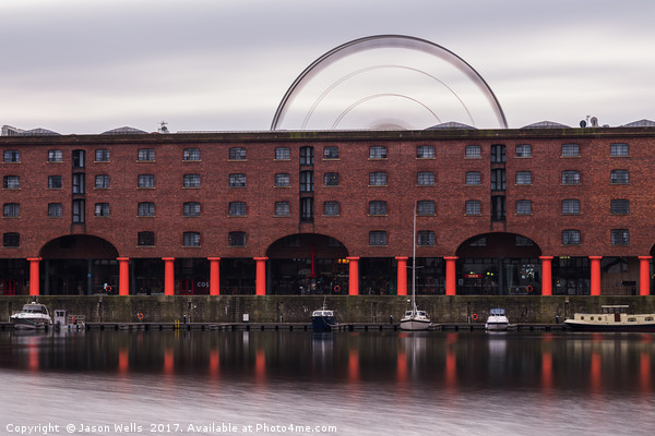 Liverpool Ferris wheel behind the Albert Dock Picture Board by Jason Wells