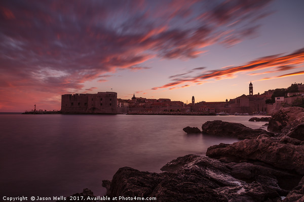 Dusk turns to twilight over Dubrovnik Picture Board by Jason Wells