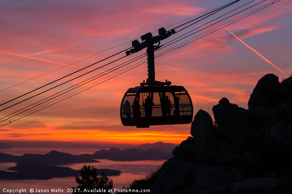 Silhouette of the Dubrovnik cable car Picture Board by Jason Wells