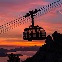 Buy canvas prints of Silhouette of the Dubrovnik cable car by Jason Wells