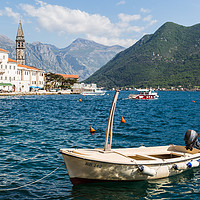 Buy canvas prints of Small boat moored in Perast by Jason Wells