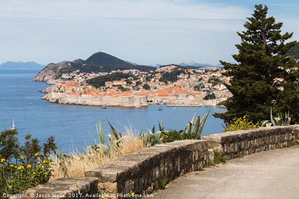 Dubrovnik's old town seen over a curving coastal r Picture Board by Jason Wells