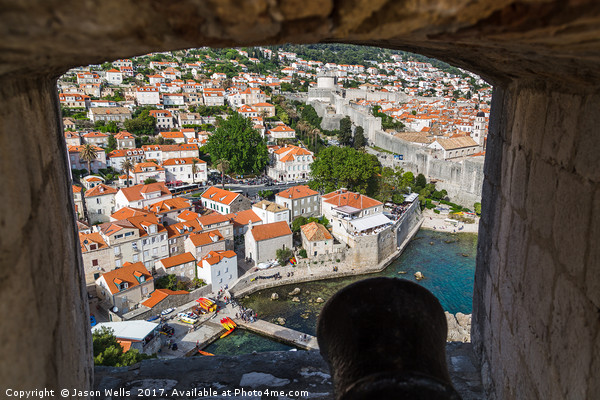 Cannon faces inland at Dubrovnik Picture Board by Jason Wells