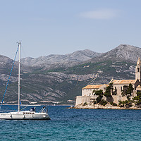 Buy canvas prints of A yacht ventures out into the Adriactic by Jason Wells