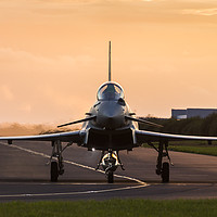 Buy canvas prints of RAF Typhoon taxis out at sunset by Jason Wells