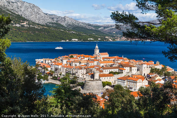 Framing Korcula old town in the trees Picture Board by Jason Wells