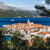 Buy canvas prints of Framing Korcula old town in the trees by Jason Wells