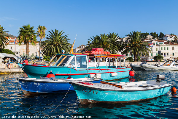 Colourful boats in Hvar Town Picture Board by Jason Wells