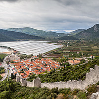 Buy canvas prints of Looking down the walls of Ston towards the salt pa by Jason Wells