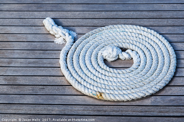 Rope neatly left on a boat Picture Board by Jason Wells