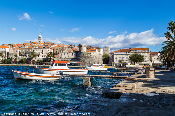 Boats bob on the choppy waters by Korcula old town Picture Board by Jason Wells