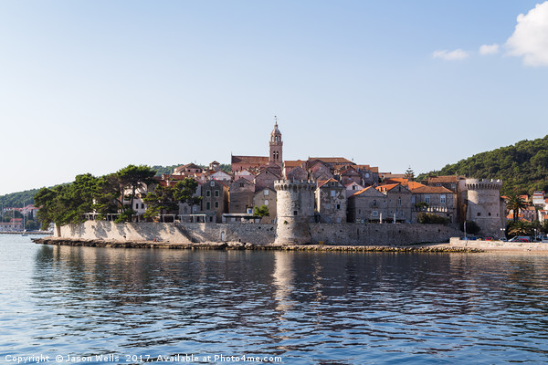 Korcula old town juts out into the Peljesac Channe Picture Board by Jason Wells