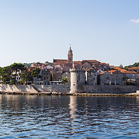 Buy canvas prints of Korcula old town juts out into the Peljesac Channe by Jason Wells