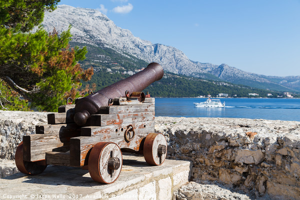 Cannon looks out down the Peljesac Channel Picture Board by Jason Wells