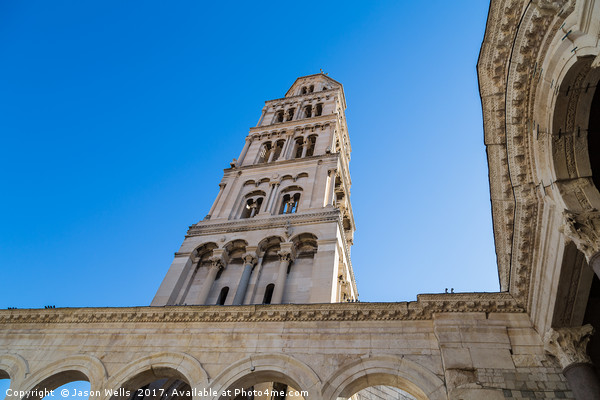 Looking up at the bell tower of St Domnius cathedr Picture Board by Jason Wells