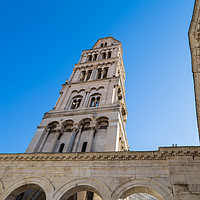 Buy canvas prints of Looking up at the bell tower of St Domnius cathedr by Jason Wells