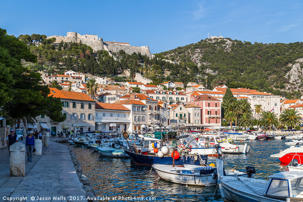 Pretty harbour of Hvar Town Picture Board by Jason Wells