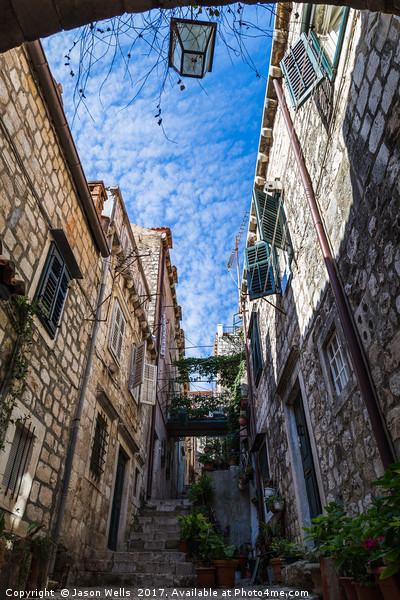 Beautiful narrow street in Dubrovnik Picture Board by Jason Wells