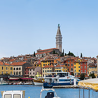 Buy canvas prints of Rovinj harbour panorama by Jason Wells