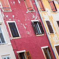 Buy canvas prints of Pastel-coloured houses in Rovinj. by Jason Wells