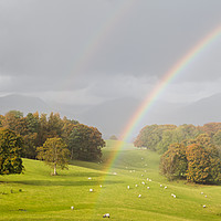 Buy canvas prints of Double rainbow panorama in the Lake District by Jason Wells