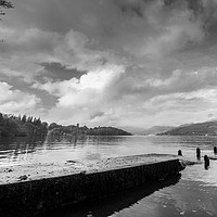 Buy canvas prints of Monochrome panorama at Lake Windermere by Jason Wells