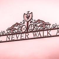 Buy canvas prints of Shankly Gates in red split tone by Jason Wells