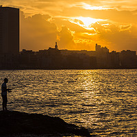 Buy canvas prints of Fishermen in Havana at sunset by Jason Wells