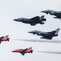 Buy canvas prints of RAF F-35B with two Eurofighter Typhoons and the Re by Jason Wells