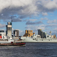 Buy canvas prints of Mersey Ferry and HMS Prince of Wales by Jason Wells