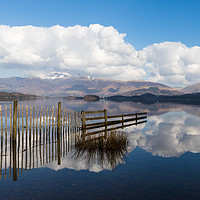 Buy canvas prints of Fencing reflections in Derwent Water by Jason Wells