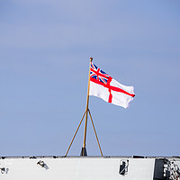 Buy canvas prints of Royal Navy flag on the back of HMS Prince of Wales by Jason Wells