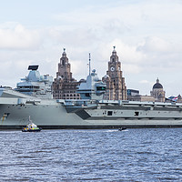 Buy canvas prints of HMS Prince of Wales in front of the three graces by Jason Wells
