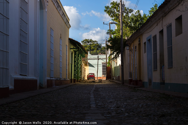 Looking up a shady street in Trinidad Picture Board by Jason Wells