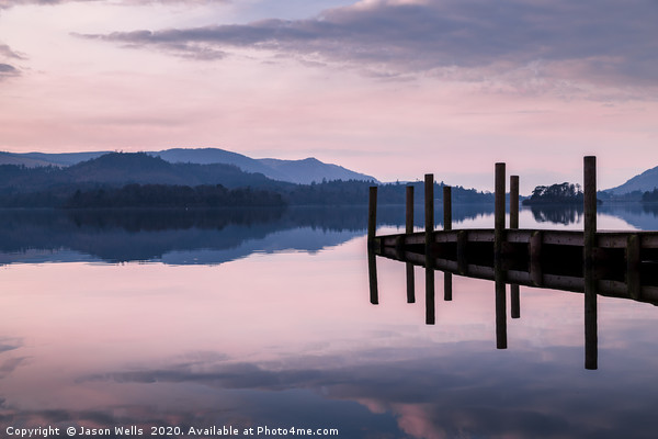 Dusk at Derwent Water in Cumbria Picture Board by Jason Wells