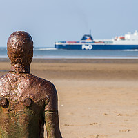 Buy canvas prints of Iron Man watches a ferry pass by by Jason Wells