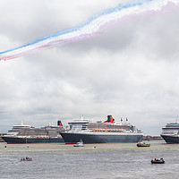 Buy canvas prints of Red Arrows flypast over the Three Queens by Jason Wells