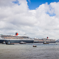 Buy canvas prints of Queen Mary 2 leaving the Cunard 175 celebration by Jason Wells