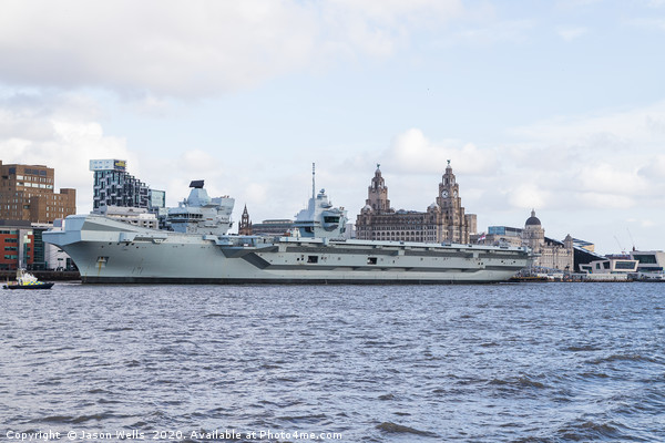 HMS Prince of Wales in front of the Liverpool wate Picture Board by Jason Wells