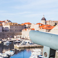 Buy canvas prints of Binoculars overlooking Dubrovnik harbour by Jason Wells