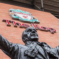 Buy canvas prints of Bill Shankly statue at Anfield stadium by Jason Wells