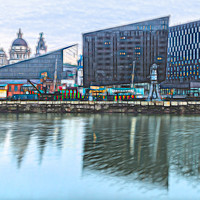 Buy canvas prints of Reflections of the Liverpool skyline in Canning Do by Jason Wells