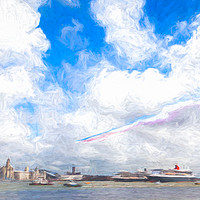 Buy canvas prints of Red Arrows flypast - Cunard 175 by Jason Wells