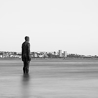 Buy canvas prints of Monochrome Iron Men watching the incoming tide  by Jason Wells