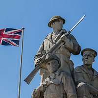 Buy canvas prints of Union Jack behind the New Brighton War Memorial by Jason Wells