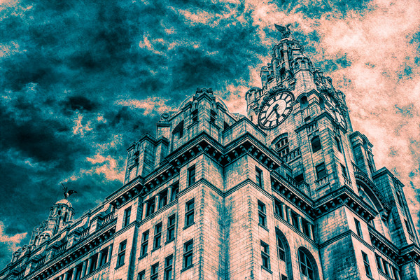 Dramatic sky above the Liver Building Picture Board by Jason Wells